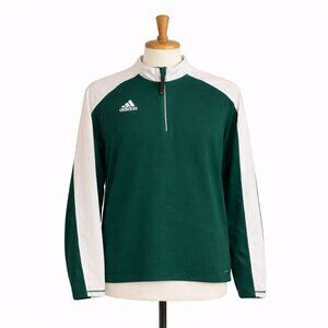 Men's Adidas Green, White Long-Sleeve Quarter-Zip Shirt, Size Small